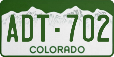 CO license plate ADT702
