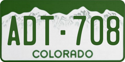 CO license plate ADT708