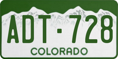 CO license plate ADT728