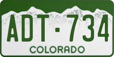 CO license plate ADT734