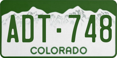 CO license plate ADT748
