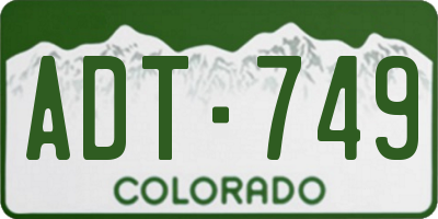 CO license plate ADT749