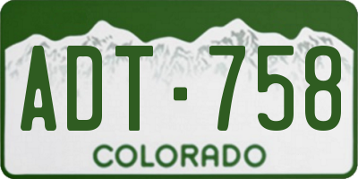CO license plate ADT758