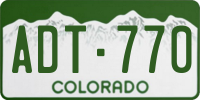 CO license plate ADT770