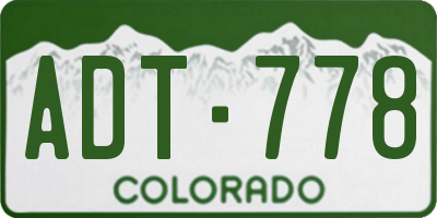 CO license plate ADT778