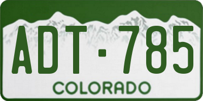 CO license plate ADT785
