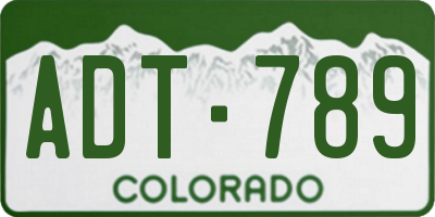 CO license plate ADT789