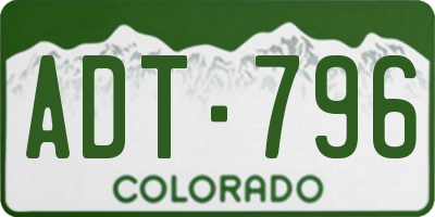 CO license plate ADT796