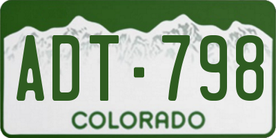 CO license plate ADT798