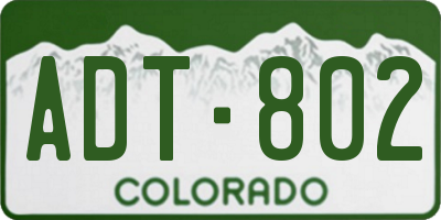 CO license plate ADT802