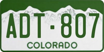 CO license plate ADT807