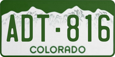 CO license plate ADT816