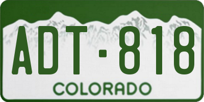 CO license plate ADT818