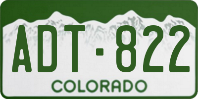 CO license plate ADT822