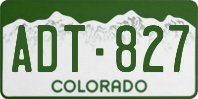 CO license plate ADT827