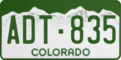 CO license plate ADT835