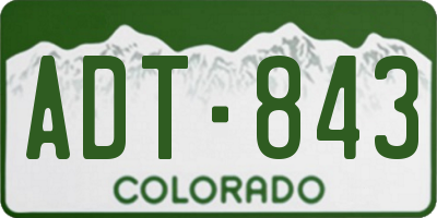 CO license plate ADT843