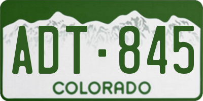 CO license plate ADT845