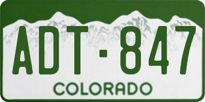 CO license plate ADT847