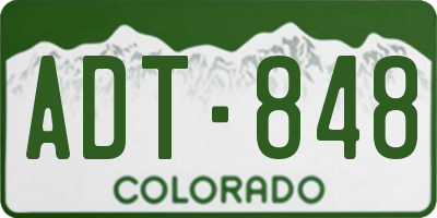 CO license plate ADT848