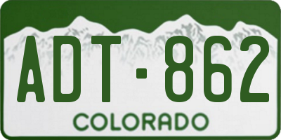 CO license plate ADT862