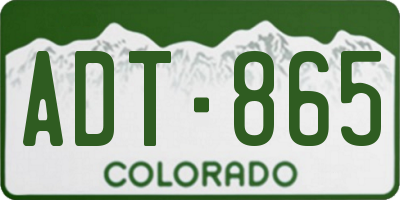 CO license plate ADT865