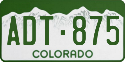 CO license plate ADT875
