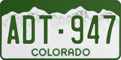 CO license plate ADT947