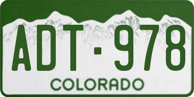 CO license plate ADT978