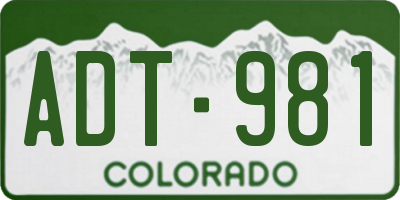 CO license plate ADT981
