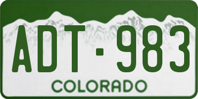 CO license plate ADT983