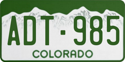 CO license plate ADT985