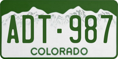 CO license plate ADT987