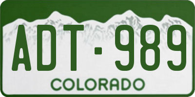 CO license plate ADT989