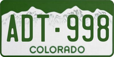 CO license plate ADT998
