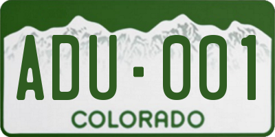 CO license plate ADU001