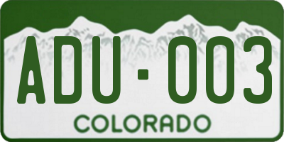 CO license plate ADU003