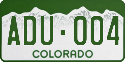 CO license plate ADU004