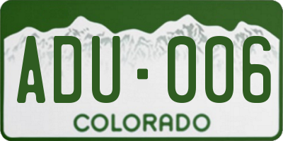 CO license plate ADU006