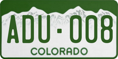 CO license plate ADU008
