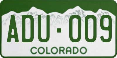 CO license plate ADU009
