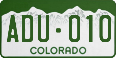 CO license plate ADU010