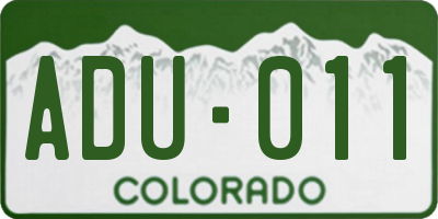 CO license plate ADU011
