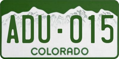 CO license plate ADU015