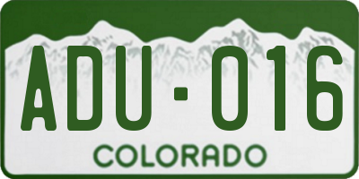 CO license plate ADU016