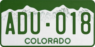 CO license plate ADU018