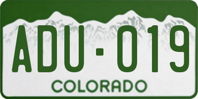 CO license plate ADU019