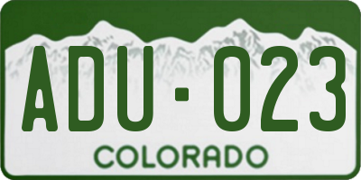 CO license plate ADU023