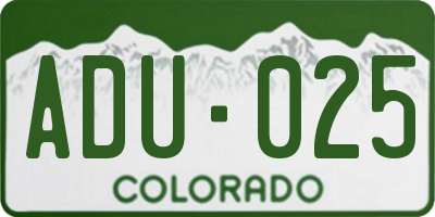 CO license plate ADU025