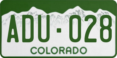 CO license plate ADU028